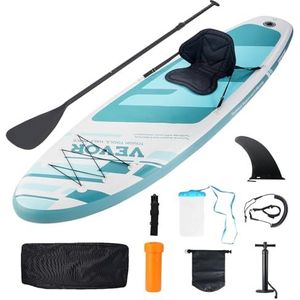 VEVOR Opblaasbaar surfpaddleboard, 3230,8 x 838,2 x 152,4 mm, pvc, met afneembare kajakzitting, accessoires voor board, pomp, peddel en reparatieset, blauw