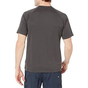 Amazon Essentials Men's Sneldrogend zwemshirt met korte mouwen (UPF 50), Donker Grijs, XL