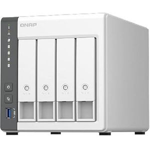 NAS 4-Bay HDD, 4 GB RAM, 1 poort 2.5GbE en 1 GbE poort, ideaal voor netwerkopslag en multimedia-gegevensbeheer.