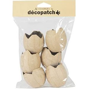 Decopatch Décopatch AC897C - Set van 6 waterdichte gebroken eieren om te versieren van bruin papier-maché, tafeldecoratie, doe-het-zelf en creatieve hobby's, pak: 15 x 5,5 x 21 cm, eieren, 5 x 5 x 5,3