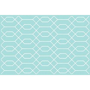 Vinyl tapijt, hexagon, turquoise, 66 x 100 cm