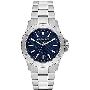 Michael Kors Everest Horloge voor heren, kwartsuurwerk met horlogeband van roestvrij staal of leder, Zilvertint en blauw