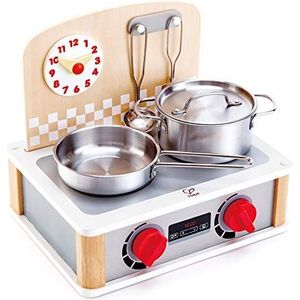 Hape 2-in-1 Kitchen & Grill Set, Pretend Play Realistic Role Play Cooking Toy Playset for Kids
