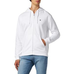 Champion Legacy Basics-Powerblend Fleece Full Zip Sweatshirt met capuchon voor heren, Bianco, M
