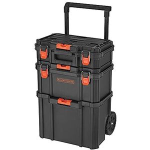 beyond by BLACK+DECKER BLACK+DECKER BDST60500APB Stapelbaar opbergsysteem - 3-delige set (kleine, diepe gereedschapskist en rollende tas)