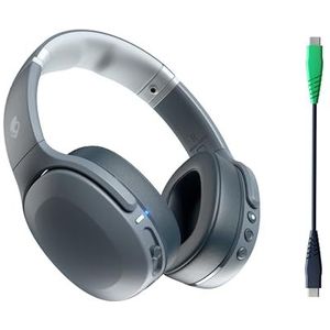 Skullcandy Crusher Evo Draadloze over-ear koptelefoon met Sensory Bass, een accuduur van 40 uur, microfoon, ondersteuning voor iPhone/Android- en Bluetooth-apparaten – Grijs