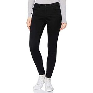 VERO MODA Vmseven Mid Rise jeans voor dames, slim fit, zwart, XXL x 32L