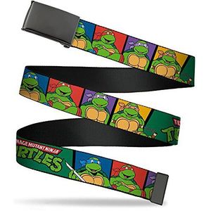 Nickelodeon Unisex-volwassen gesp ninja schildpadden 1,25 inch, klassieke tmnt groep pose3/Tmnt logo groen/multi-kleur, 1,25 inch breed - past tot 42 inch broekmaat
