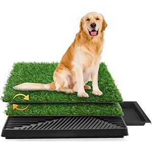 63 x 50 cm groot hondentoilet, puppytoilet, trainingsmat voor kleine, grote en oudere honden, diertoilet, twee stukken gras