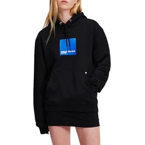 Karl Lagerfeld Jeans, Dames, Box Logo Hoodie, Regular Fit, Zwart, XL