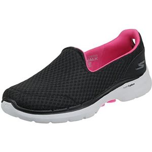 Skechers Dames Go Walk 6 Big Splash Sneaker, Medium, Zwart Hot Roze, 39 EU