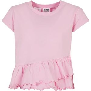 Urban Classics T-shirt met ruches, organisch, voor meisjes, roze, 146 cm-152 cm, Roze Girly, 146/152 cm