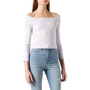 Urban Classics Dames Off Shoulder Rib Longsleeve T-shirt dames, Zachte lila, XXL