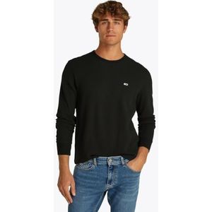 Tommy Jeans Heren TJM SLIM WAFFLE LS TEE EXT L/S T-shirt, zwart, 3XL, Zwart (zwart), 3XL grote maten
