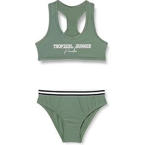 HAUTE PRESSION Tweedelig badpak voor meisjes, effen, schrijven, X9051, C05, T14A, Kaki, 14-16 Jaren