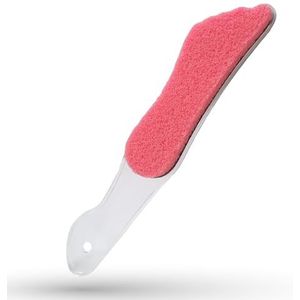 LaRosa PUMICE SPA Voetvijl – Transparant Voetvormig Handvat met Roze Puimsteen & Schuurvlak