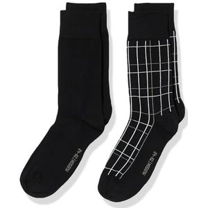 Hudson Heren sokken 024410 TRAFFIC 2-PACK, gebreid, 43/46, zwart, dubbelpak, een moderne ruit en een effen artikel, zwart, 43-46 EU