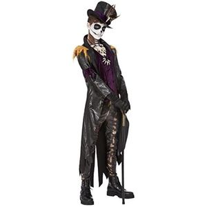 Deluxe Voodoo Witch Doctor Costume, Black & Purple, Jacket, Mock Top, Trousers, Hat & Necklace, (XL)