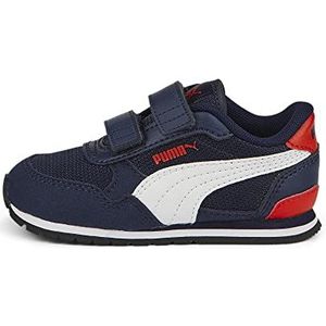 PUMA St Runner V3 Mesh V Inf Sneakers voor baby's, uniseks, wit/rood (Peacoat PUMA PUMA Red), 22 EU