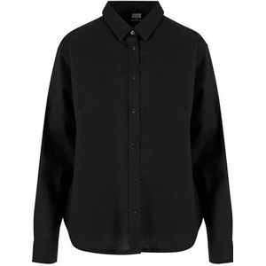 Urban Classics Dameshemd Ladies Linnen Mixed Oversized Shirt Zwart 4XL, zwart, 4XL