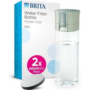 BRITA Waterfilterfles Vital lichtgroen (600 ml) – praktische drinkfles met waterfilter voor onderweg – filtert chloor, pesticiden en hormonen bij het drinken/vaatwasmachinebestendig