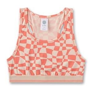 Sanetta Meisjesbustier Oranje | Comfortabele en comfortabele bustier voor meisjes van biologisch katoen. Ondergoed met geweven band en geruite allover | Meisjes Bustier, oranje, 140 cm
