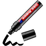 edding 390 permanent marker - zwart - 1 stift - dikke beitelpunt 4-12 mm - watervast, sneldrogend - multi-marker, universele stift - voor karton, kunststof, hout, metaal, glas, steen, linnen