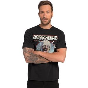 JP 1880 Heren grote maten grote maten Menswear L-8XL T-shirt, Bandshirt, Scorpions, halve mouw 818525, zwart, 3XL