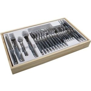 Laguiole Bestekset, 24-delig, blauw gemarmerde handgrepen