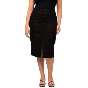 Ulla Popken Cargorock, Utility-stijl, tassen, Lyocell-mix rok, zwart, 46 grote maten