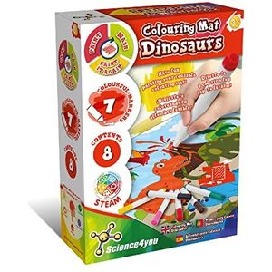 Science4you - Tekenmat und Kleurmat Dinosaur voor Kinderen +3 Jaar - Wasbare Schildermat voor Kinderen: Tekenmat en Verf Speelgoed dinosaurussen met 7 Markeringen, Educatieve Spellen Kinderen +3 Jaar