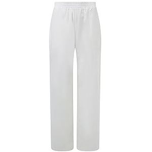 BALOU Dames katoen linnen hoge taille broek, wit, UK 14, Wit, 40