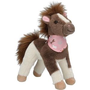 Depesche 13480 Miss Melody - knuffelpaard in bruin en wit, met roze halsdoek, ca. 18 cm grote knuffel met knuffelmanen
