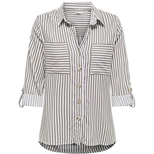 ONLY - ONLYASMIN - Blouse - Mokka/Wit - Viscose - Lange Mouw