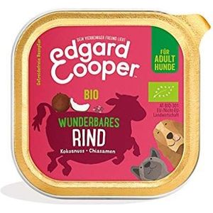 Edgard & Cooper Hondenvoer, nat, biologische paté, voor volwassenen, graanvrij, natvoer, biologische hondenvoeding, 100 g x 17, vers rundvlees, smakelijke, evenwichtige voeding, hoogwaardige eiwitten