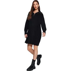 Trendyol Rechte mini-jurk met lange mouwen voor dames, casual, normale jurk, zwart, S