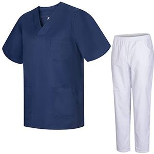 MISEMIYA - Uniformen Unisex Scrub Set - Medisch Uniform met Scrub Top en Broek 817-8312-BLANCO, Donkerblauw, L