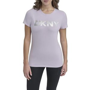 DKNY, Women's Exploded Logo Crew Neck Tee, Orchid/Zilver, L, Orchid/Zilver, L