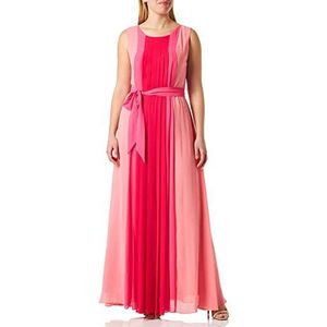 Gina Bacconi Dames chiffon maxi jurk met front plooien, warm roze, 16, Roze, 42