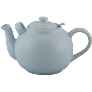 PLINT Simple & Stylish Ceramic Teapot, Globe Teapot with Stainless Steel Strainer, Ceramic Teapot for up to 10 cups, 2500 ml Ceramic Teapot, Flowering Tea Pot, TeaPot for Blooming Tea, Ice Color