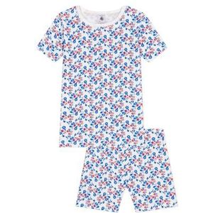 Petit Bateau meisjes pyjacourt, wit/meerkleurig., 12 Jaar