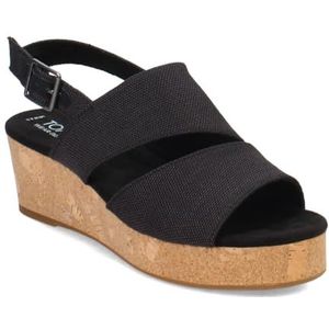 TOMS Claudine Wedge sandaal voor dames, Zwart Melange Geweven, 36 EU