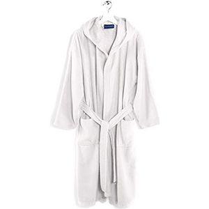 Caleffi Badjas, dames, heren, capuchon, van zachte badstof 450 g/m², wasbaar op 40 °C, wasdroger, maat 1009863, wit, uniseks volwassenen, Wit, Eén maat