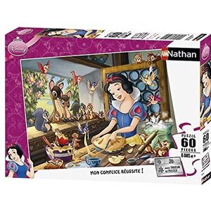 Nathan - Kinderpuzzel - 60 stukjes - Sneeuwwitje maakt bakken - Disney - Meisjes of jongens vanaf 6 jaar - Hoogwaardige puzzel - dik en duurzaam karton - prinsessen - 86554