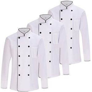 MISEMIYA - Set van 3 eenheden -heren koksjas - heren koksjas - Hospitality Uniform - Ref.842, wit 21, S