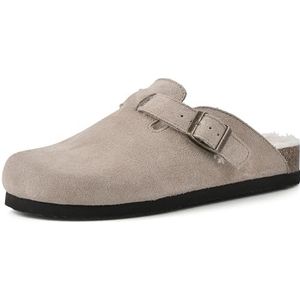 WHITE MOUNTAIN Dames Bari Clog, VS, Taupe Suede W Faux Fur, 39 EU