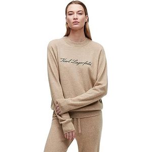 KARL LAGERFELD Cashmere Sweater voor dames, Stone Beige, XL
