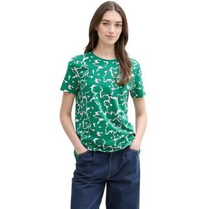 TOM TAILOR Denim T-shirt voor dames, 37129 - Abstract Green Flower Print, XXL