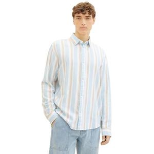 TOM TAILOR Denim Herenhemd, 34769 - Pastel Blue Orange Big Stripe, S