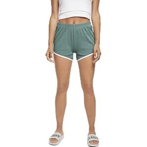 Urban Classics Dames Dames Organic Interlock Retro Hotpants Shorts, Paleleaf/Wit, S